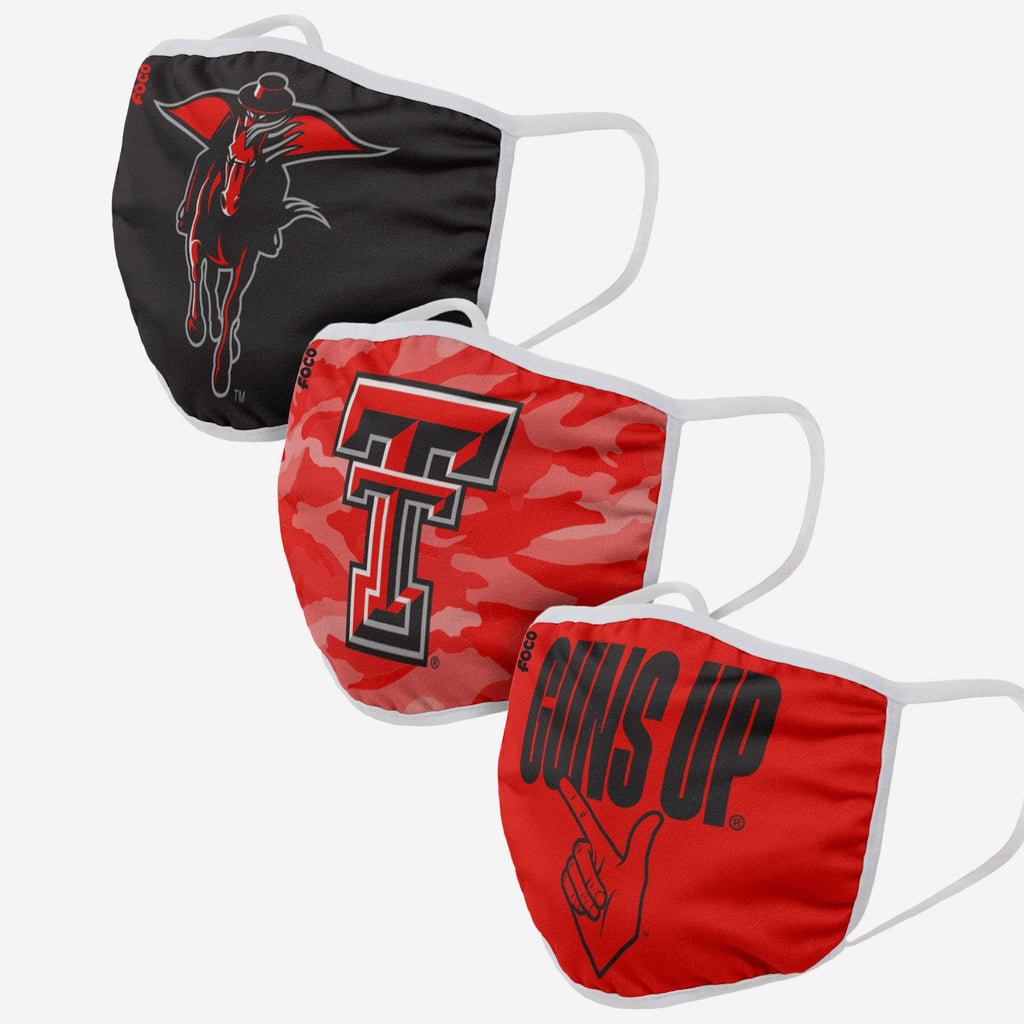 Texas Tech Red Raiders Super Fan 3 Pack Face Cover FOCO - FOCO.com