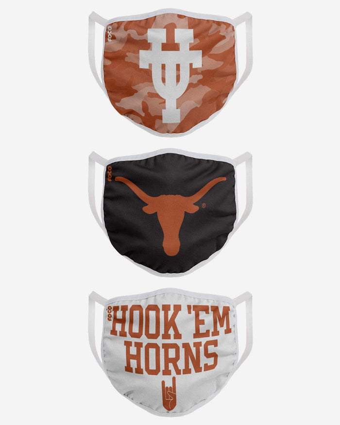 Texas Longhorns Super Fan 3 Pack Face Cover FOCO - FOCO.com