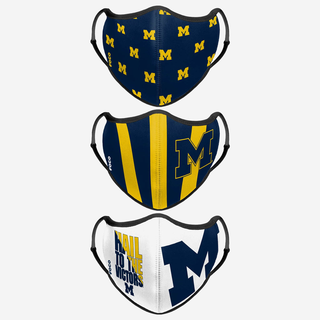 Michigan Wolverines Thematic Sport 3 Pack Face Cover FOCO - FOCO.com