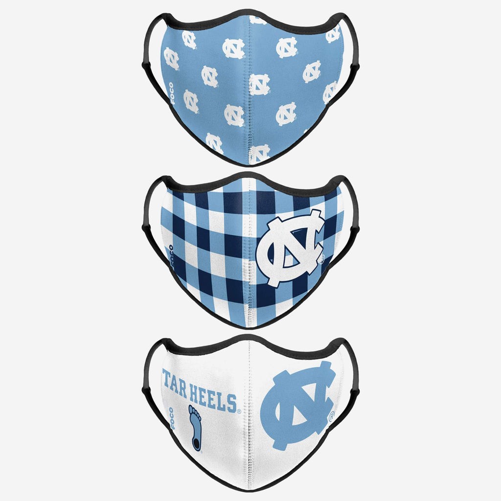 North Carolina Tar Heels Thematic Sport 3 Pack Face Cover FOCO - FOCO.com