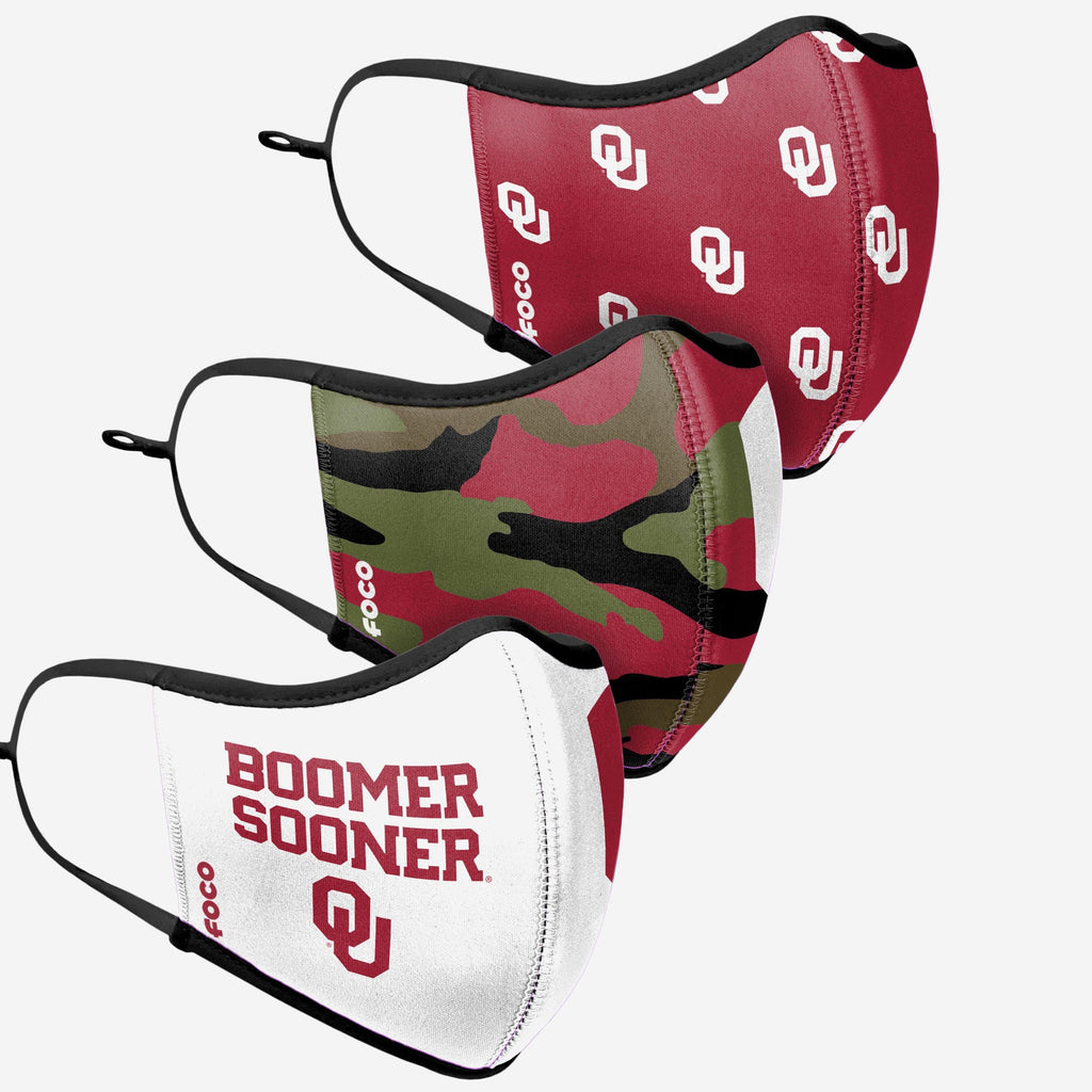 Oklahoma Sooners Thematic Sport 3 Pack Face Cover FOCO