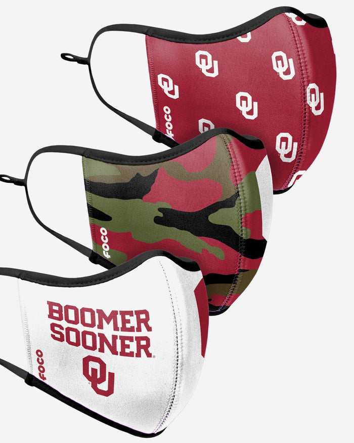 Oklahoma Sooners Thematic Sport 3 Pack Face Cover FOCO - FOCO.com