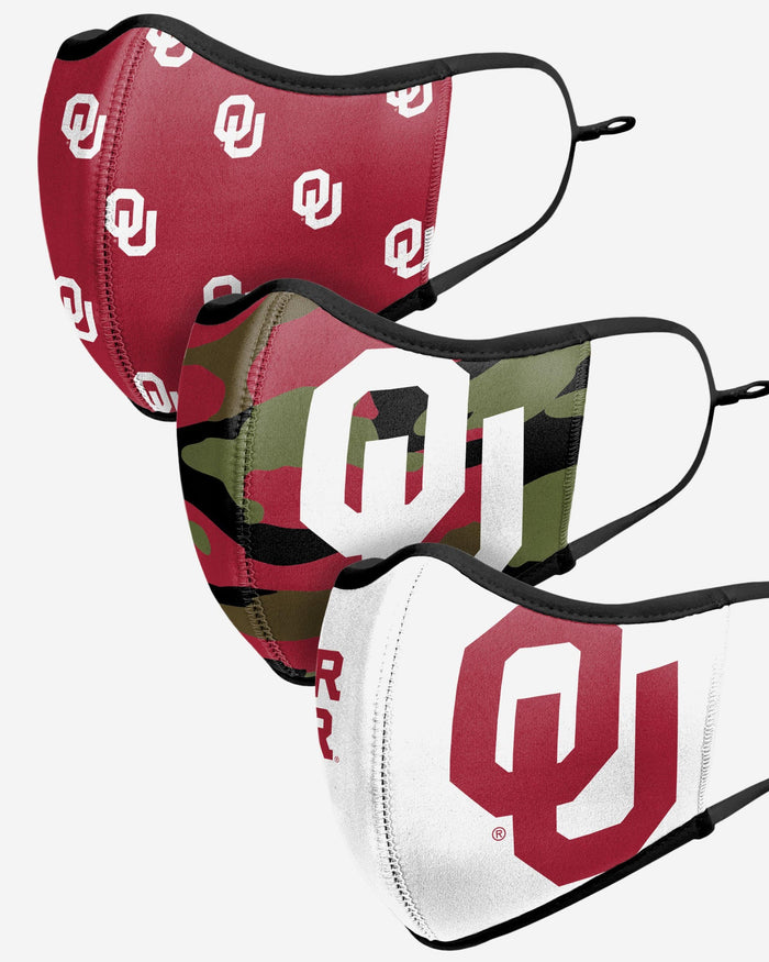 Oklahoma Sooners Thematic Sport 3 Pack Face Cover FOCO - FOCO.com