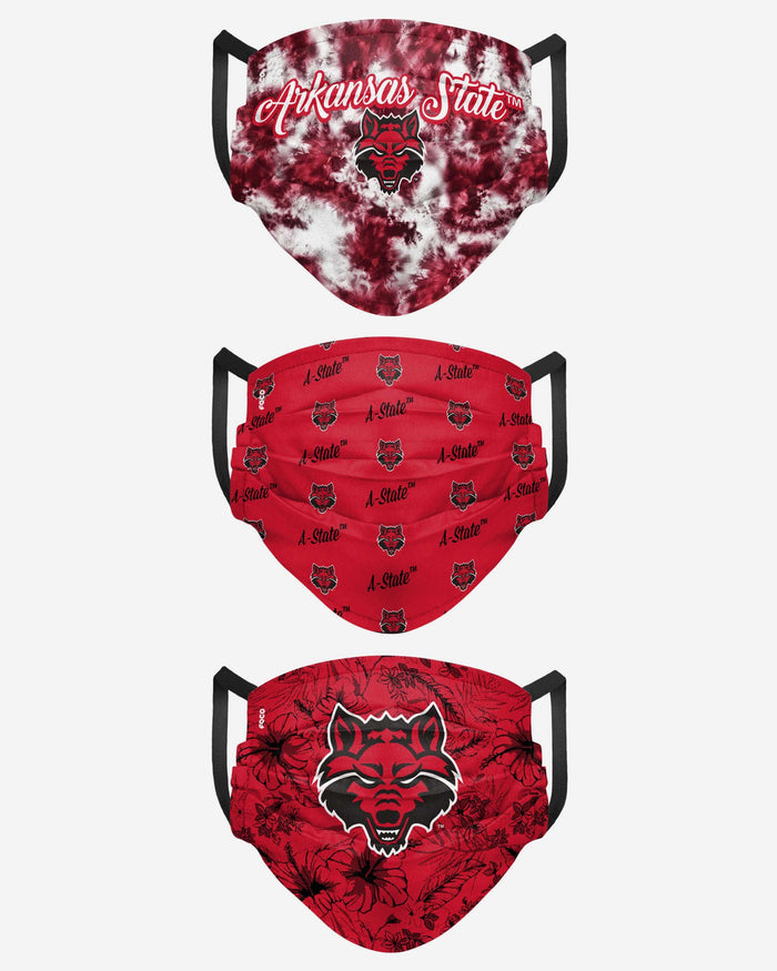 Arkansas State Red Wolves Womens Matchday 3 Pack Face Cover FOCO - FOCO.com