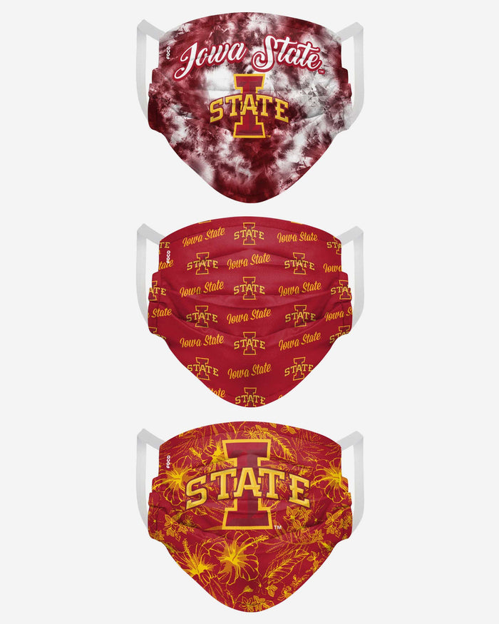 Iowa State Cyclones Womens Matchday 3 Pack Face Cover FOCO - FOCO.com