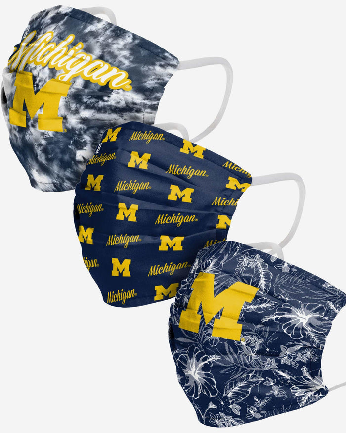 Michigan Wolverines Womens Matchday 3 Pack Face Cover FOCO - FOCO.com
