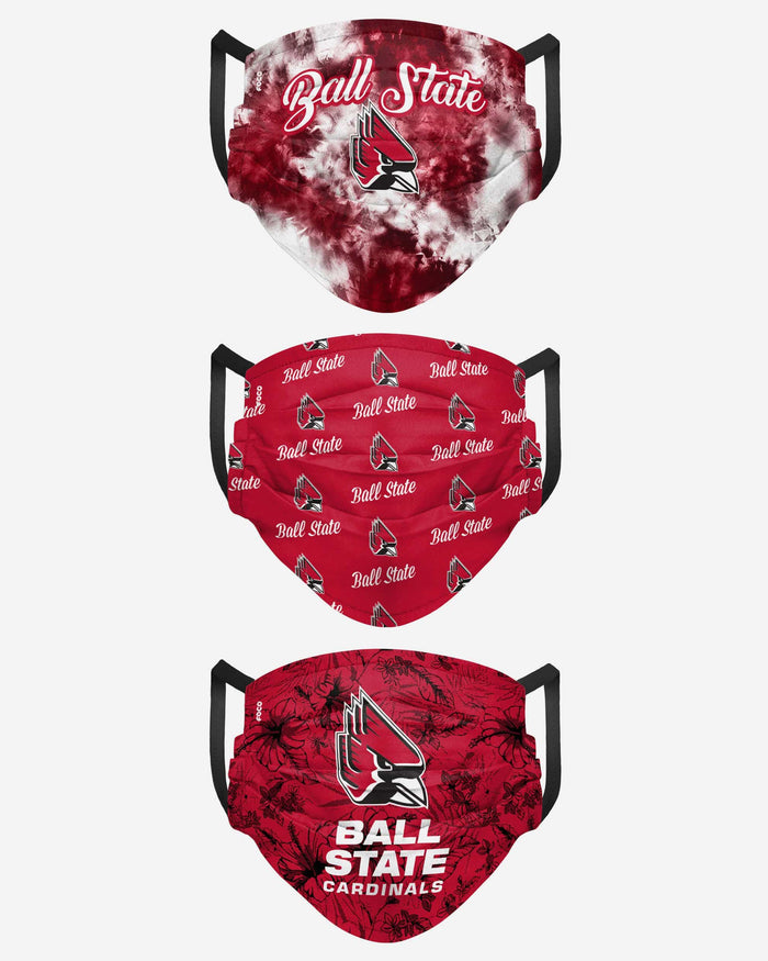 Ball State Cardinals Womens Matchday 3 Pack Face Cover FOCO - FOCO.com