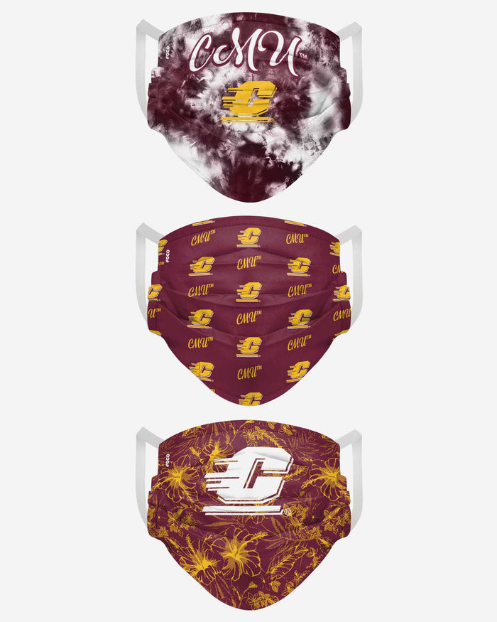 Central Michigan Chippewas Womens Matchday 3 Pack Face Cover FOCO - FOCO.com