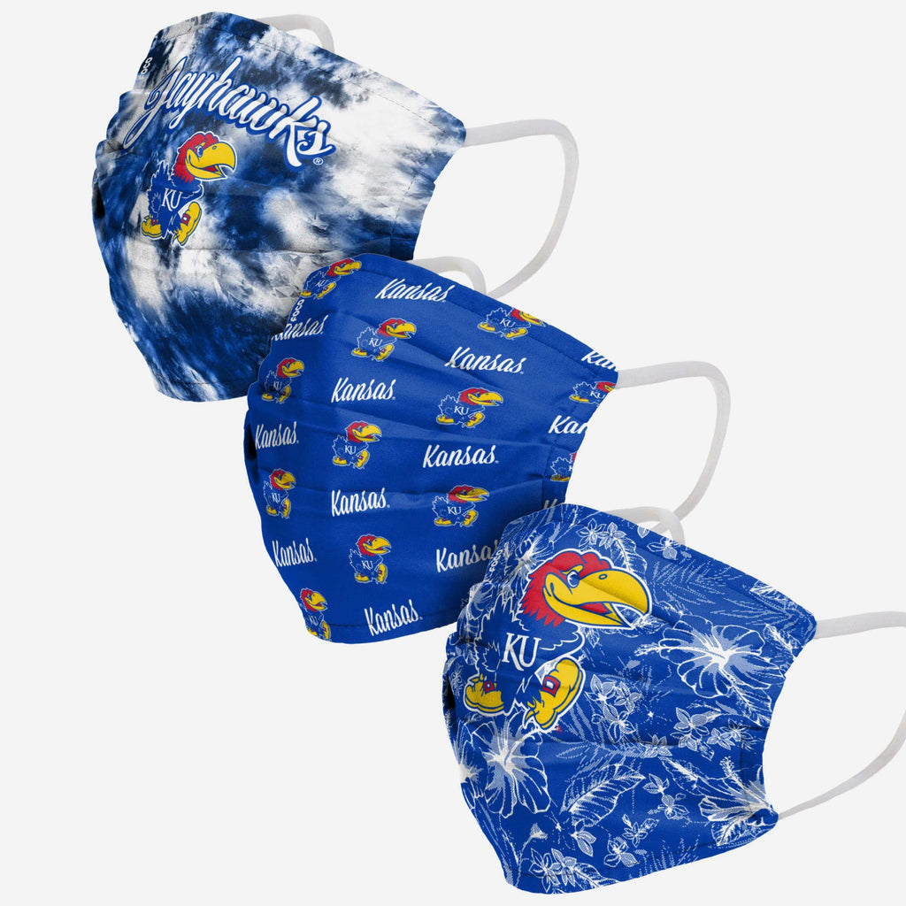Kansas Jayhawks Womens Matchday 3 Pack Face Cover FOCO - FOCO.com