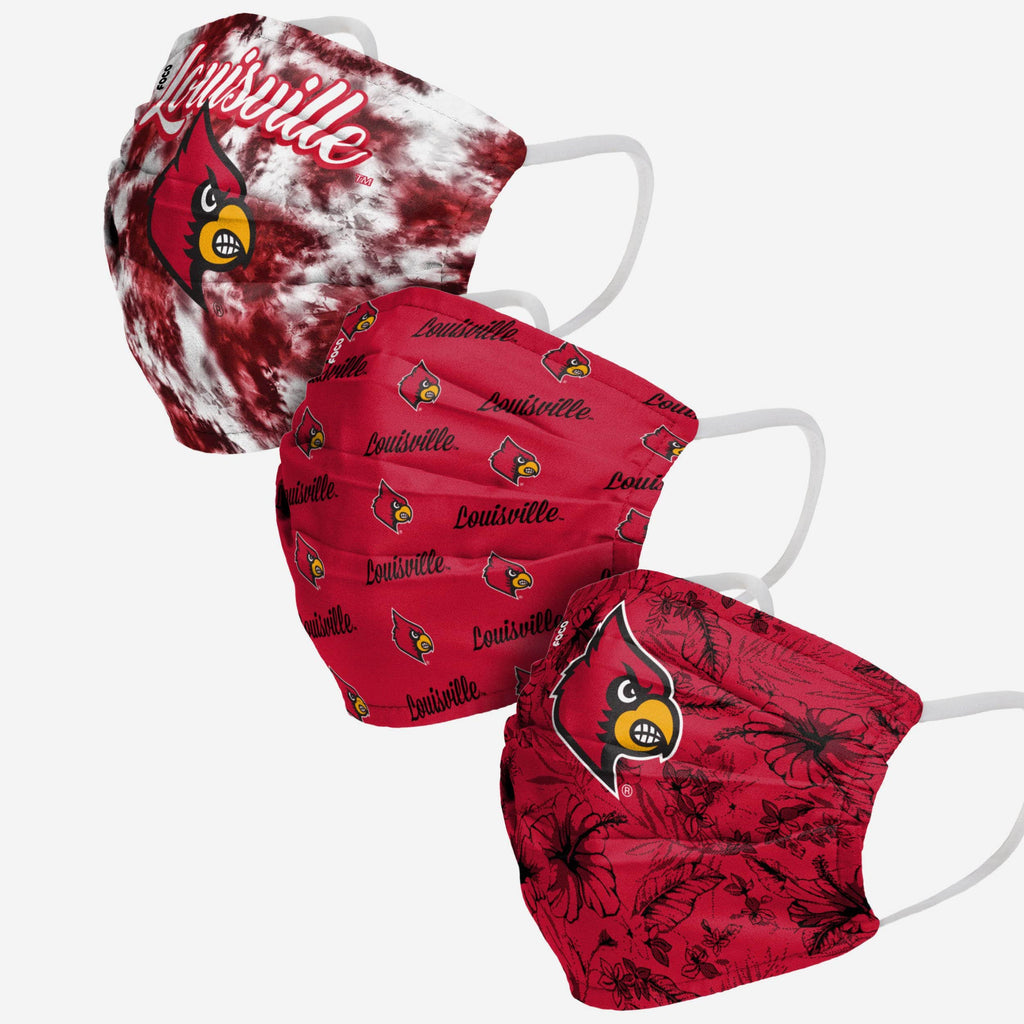 Louisville Cardinals Womens Matchday 3 Pack Face Cover FOCO - FOCO.com