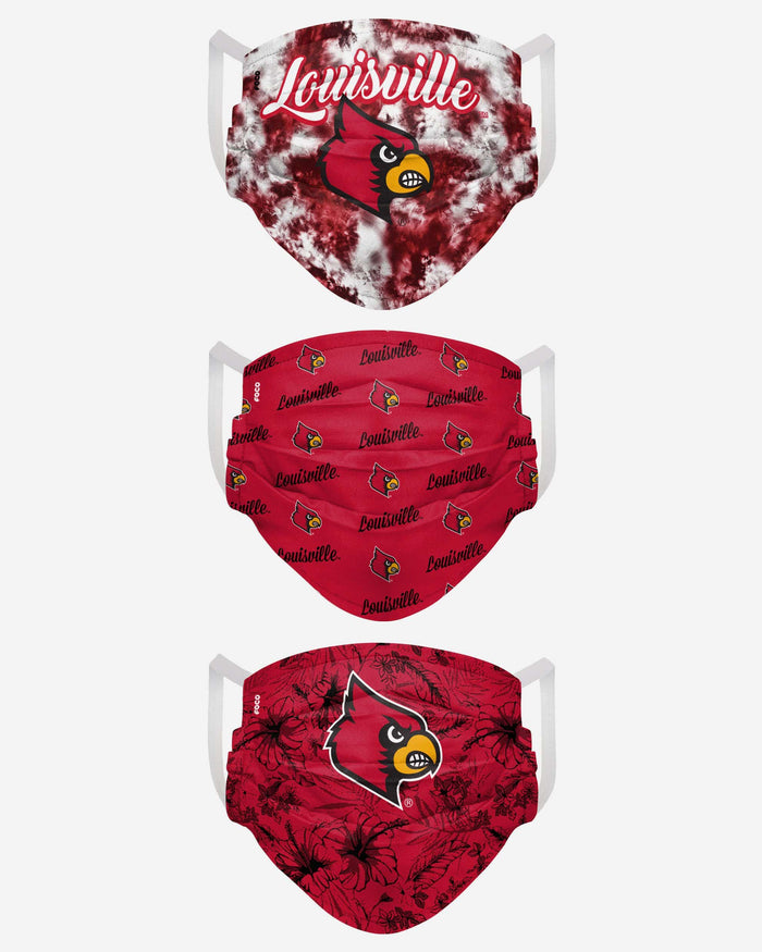 Louisville Cardinals Womens Matchday 3 Pack Face Cover FOCO - FOCO.com