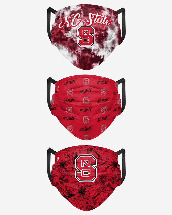 NC State Wolfpack Womens Matchday 3 Pack Face Cover FOCO - FOCO.com