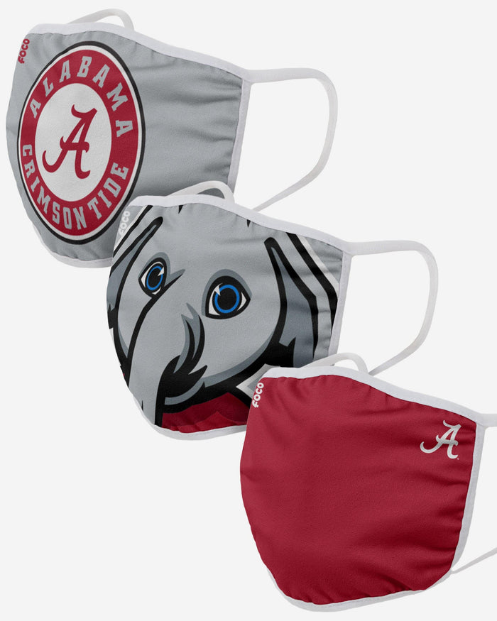 Alabama Crimson Tide Big Al Mascot 3 Pack Face Cover FOCO - FOCO.com