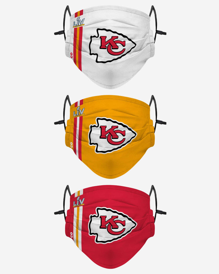 Kansas City Chiefs Super Bowl LV Adjustable 3 Pack Face Cover FOCO - FOCO.com