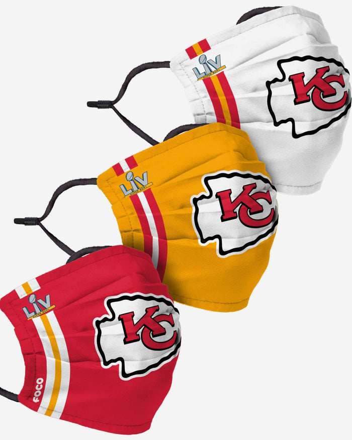 Kansas City Chiefs Super Bowl LV Adjustable 3 Pack Face Cover FOCO - FOCO.com