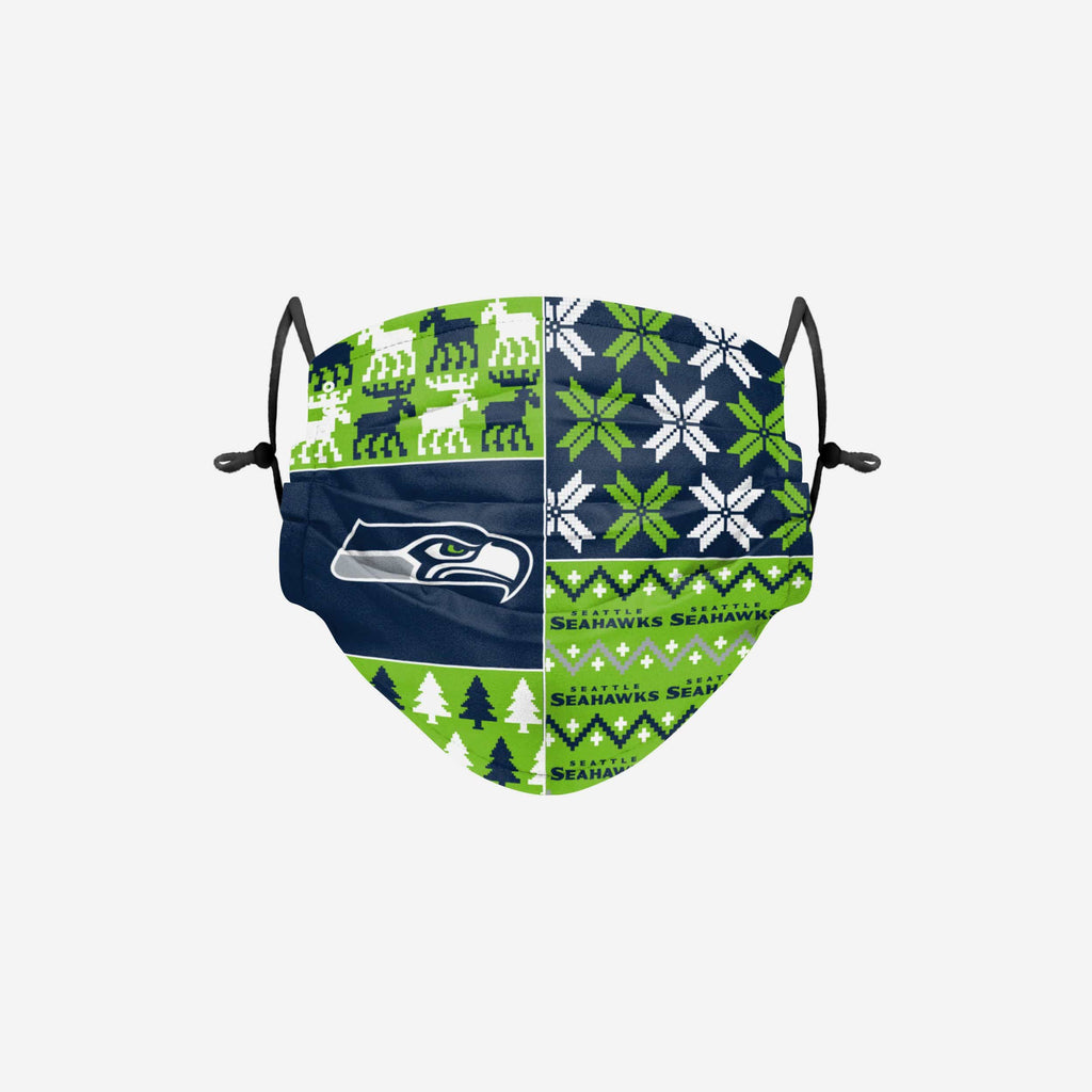 Seattle Seahawks Busy Block Adjustable Face Cover FOCO - FOCO.com