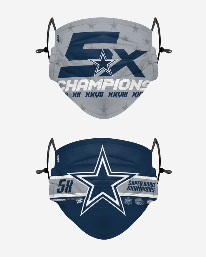 Dallas Cowboys Thematic Champions Adjustable 2 Pack Face Cover FOCO - FOCO.com