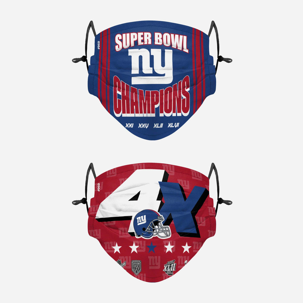 New York Giants Thematic Champions Adjustable 2 Pack Face Cover FOCO - FOCO.com