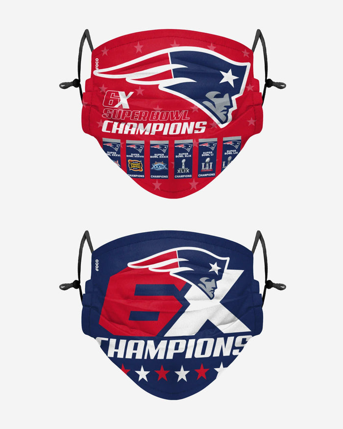 New England Patriots Thematic Champions Adjustable 2 Pack Face Cover FOCO - FOCO.com