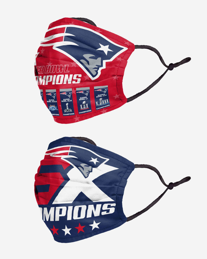New England Patriots Thematic Champions Adjustable 2 Pack Face Cover FOCO - FOCO.com