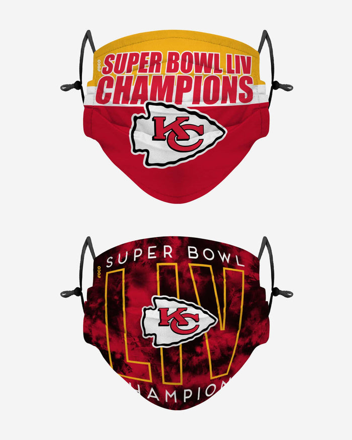 Kansas City Chiefs Super Bowl LIV Champions Adjustable 2 Pack Face Cover FOCO - FOCO.com