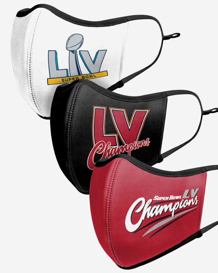 Tampa Bay Buccaneers Super Bowl LV Champions Sport 3 Pack Face Cover FOCO - FOCO.com