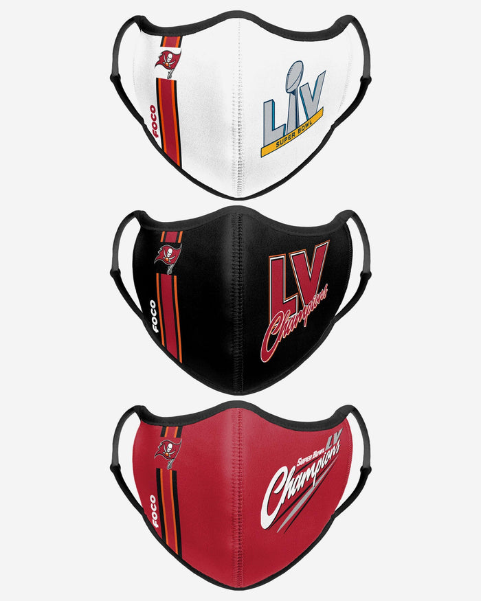 Tampa Bay Buccaneers Super Bowl LV Champions Sport 3 Pack Face Cover FOCO - FOCO.com
