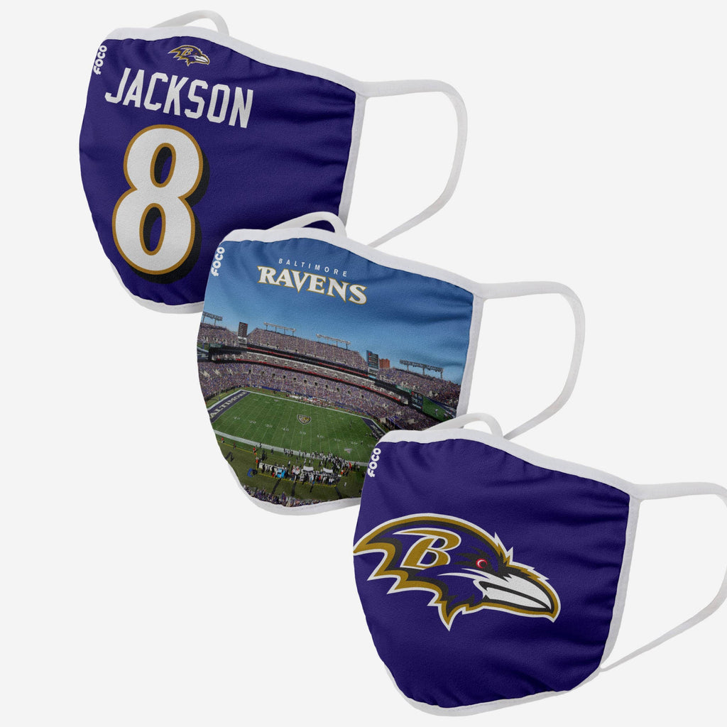 Baltimore Ravens Fan Fest 3 Pack Face Cover FOCO - FOCO.com