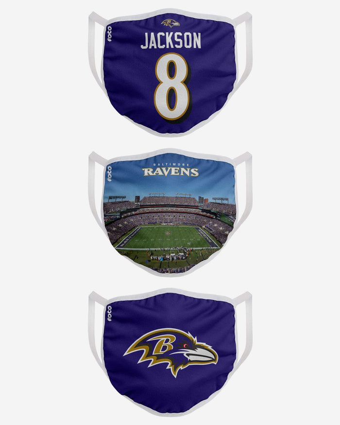 Baltimore Ravens Fan Fest 3 Pack Face Cover FOCO - FOCO.com