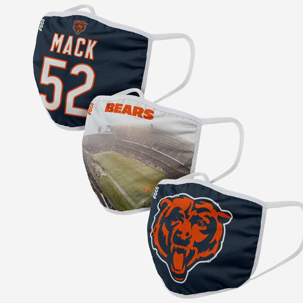 Chicago Bears Fan Fest 3 Pack Face Cover FOCO - FOCO.com