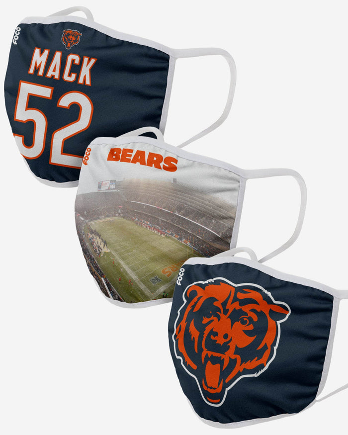 Chicago Bears Fan Fest 3 Pack Face Cover FOCO - FOCO.com