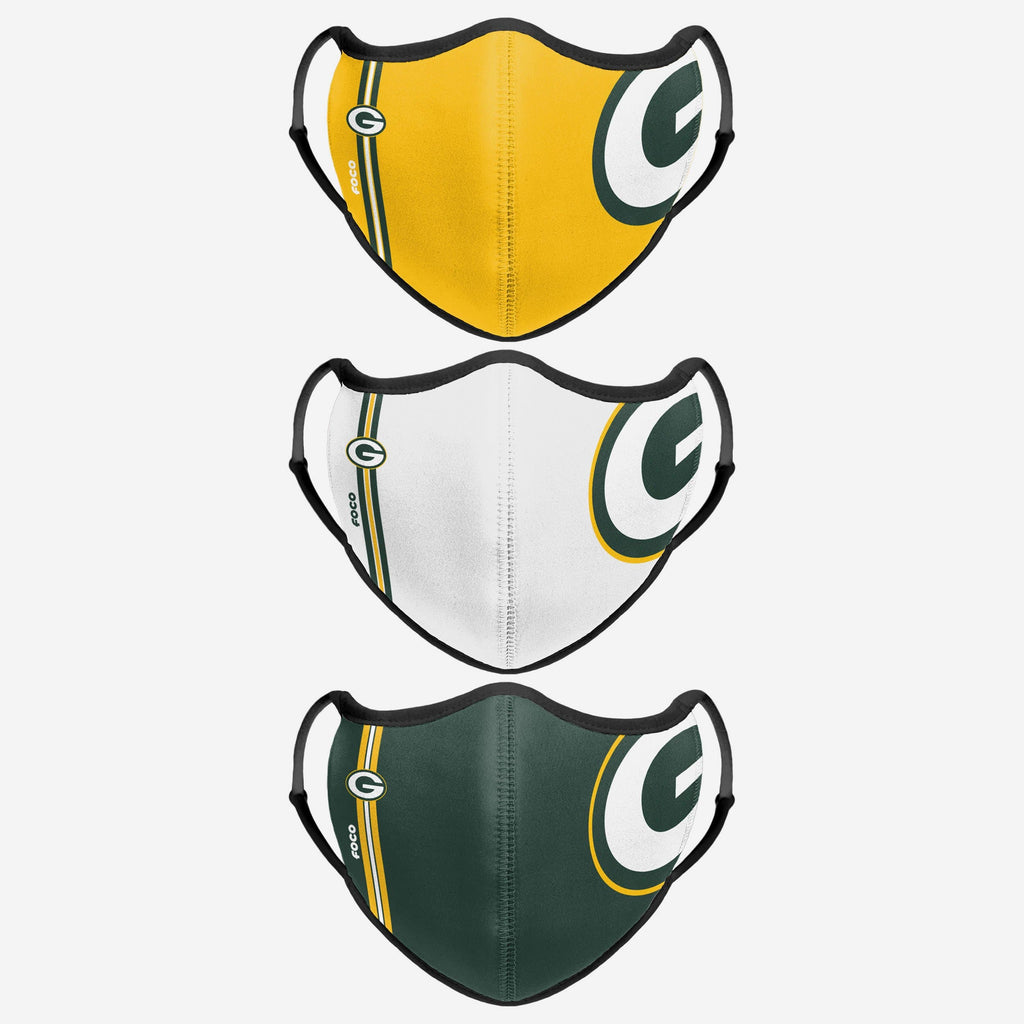 Green Bay Packers Sport 3 Pack Face Cover FOCO - FOCO.com