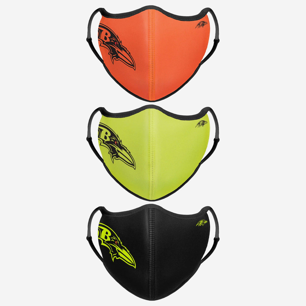 Baltimore Ravens Highlights Sport 3 Pack Face Cover FOCO - FOCO.com