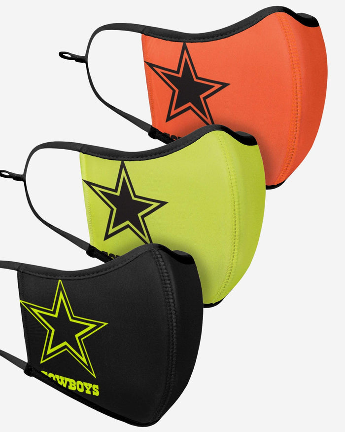 Dallas Cowboys Highlights Sport 3 Pack Face Cover FOCO - FOCO.com