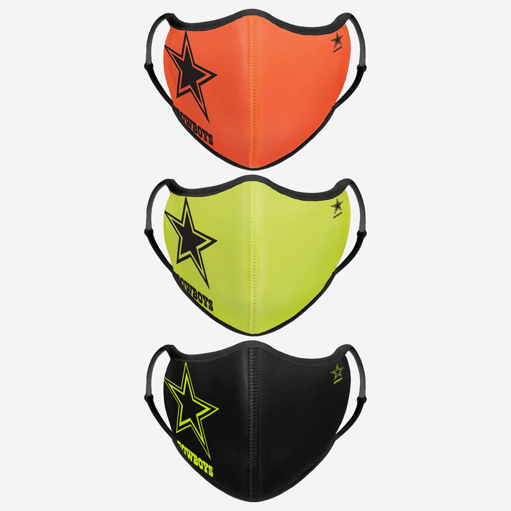 Dallas Cowboys Highlights Sport 3 Pack Face Cover FOCO - FOCO.com