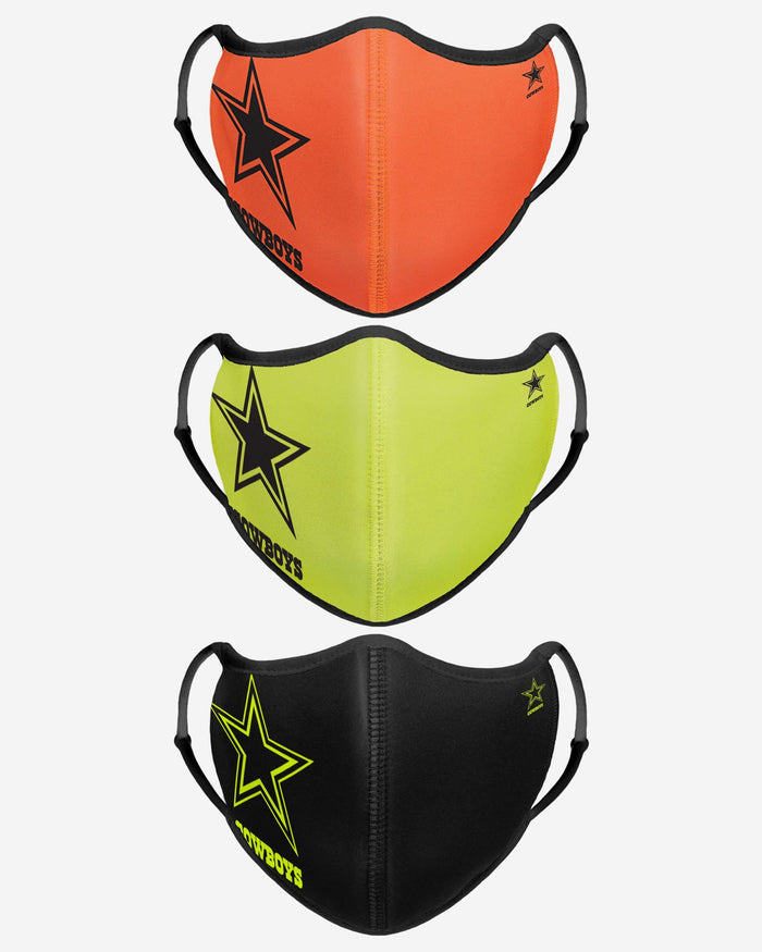 Dallas Cowboys Highlights Sport 3 Pack Face Cover FOCO - FOCO.com