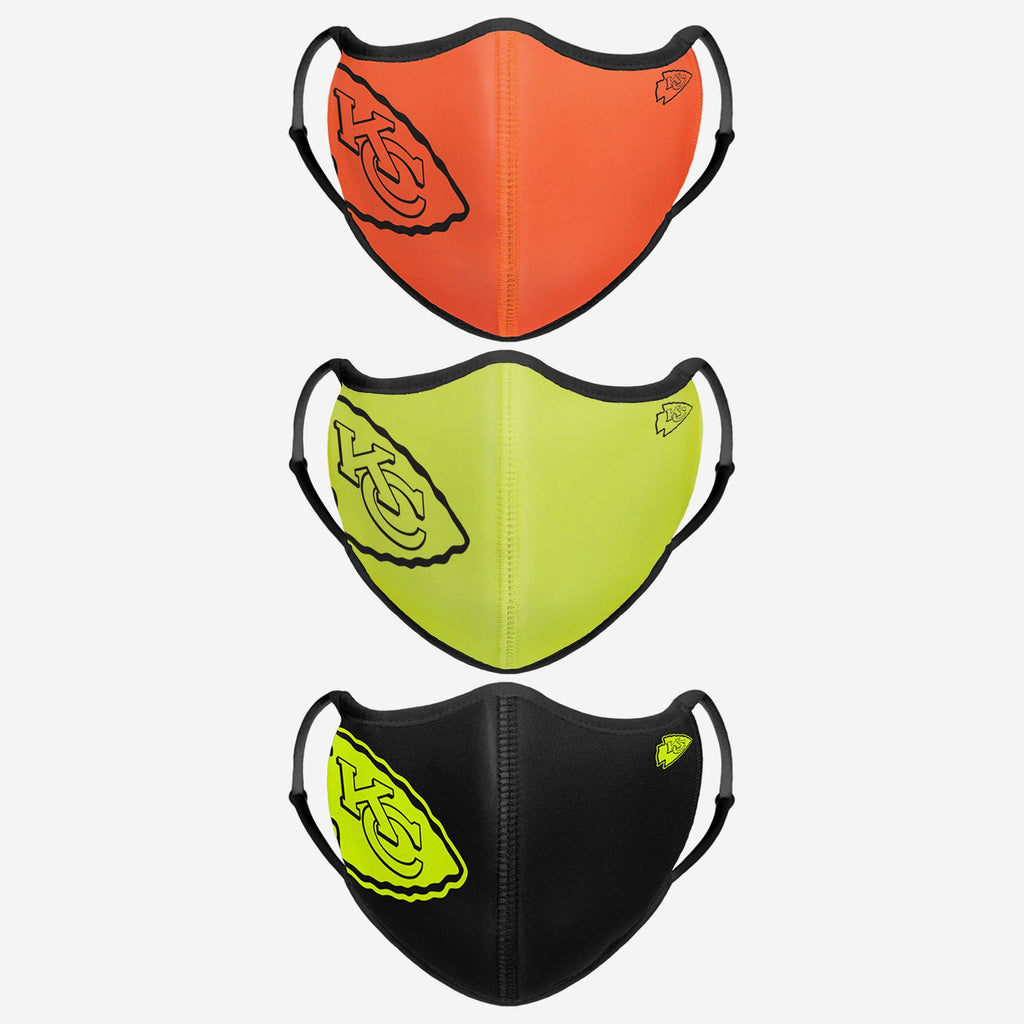 Kansas City Chiefs Highlights Sport 3 Pack Face Cover FOCO - FOCO.com