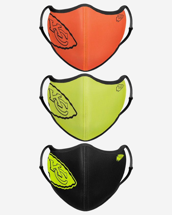 Kansas City Chiefs Highlights Sport 3 Pack Face Cover FOCO - FOCO.com