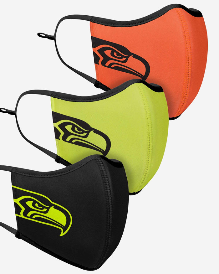 Seattle Seahawks Highlights Sport 3 Pack Face Cover FOCO - FOCO.com