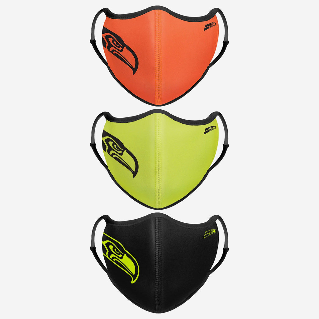 Seattle Seahawks Highlights Sport 3 Pack Face Cover FOCO - FOCO.com