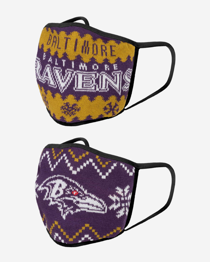 Baltimore Ravens Knit 2 Pack Face Cover FOCO - FOCO.com