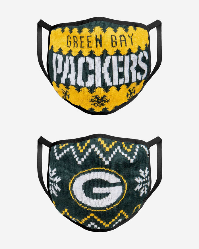 Green Bay Packers Knit 2 Pack Face Cover FOCO - FOCO.com