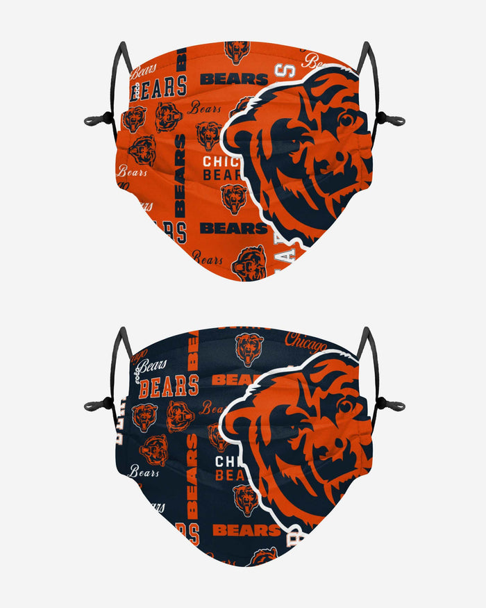 Chicago Bears Logo Rush Adjustable 2 Pack Face Cover FOCO - FOCO.com