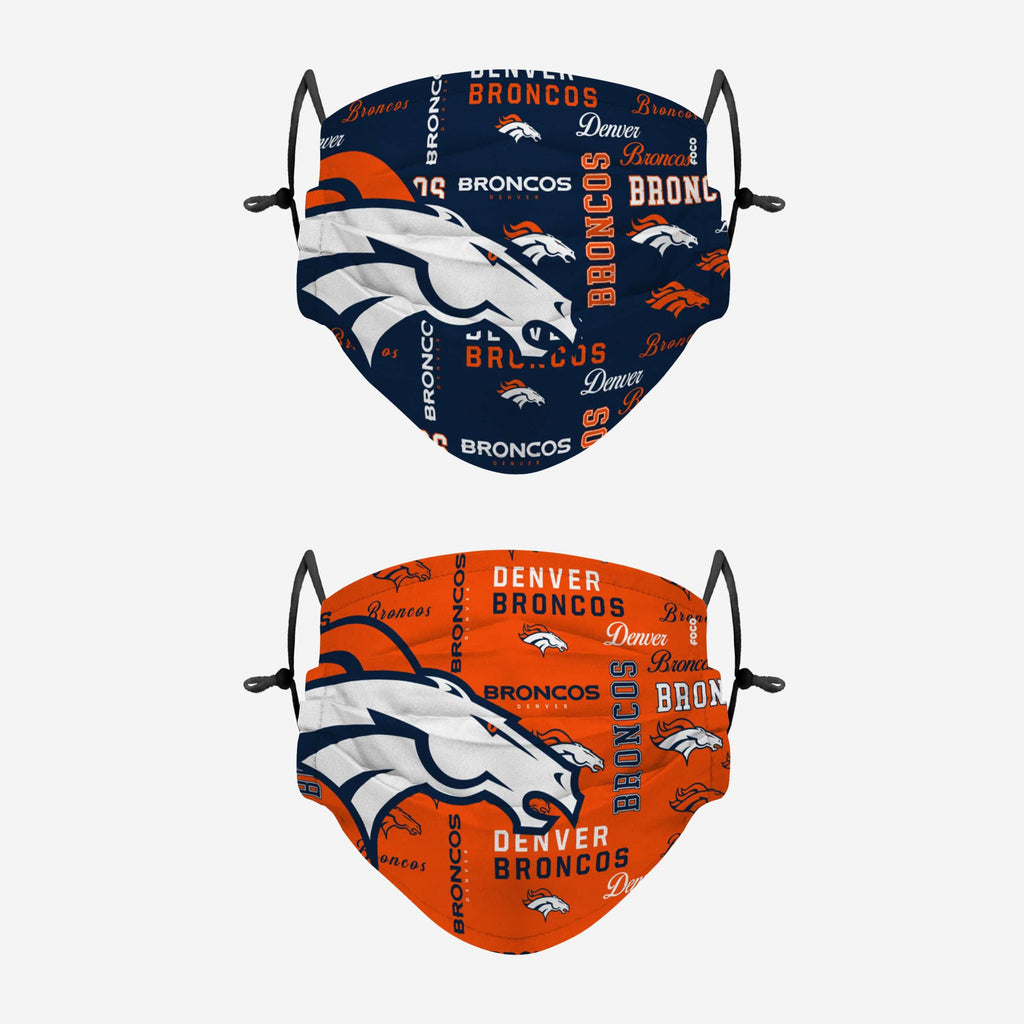 Denver Broncos Logo Rush Adjustable 2 Pack Face Cover FOCO - FOCO.com