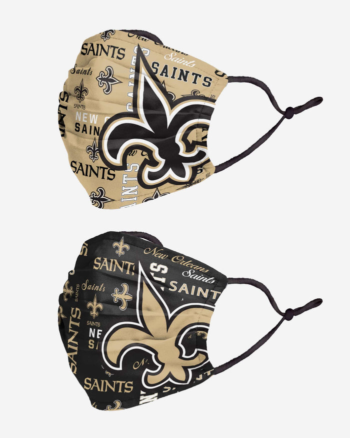 New Orleans Saints Logo Rush Adjustable 2 Pack Face Cover FOCO - FOCO.com