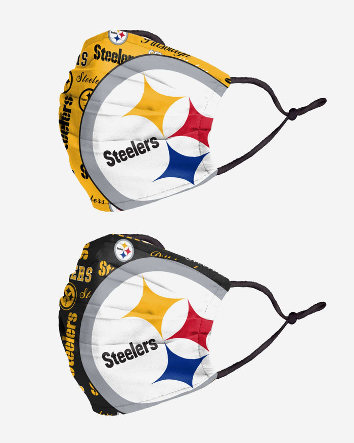 Pittsburgh Steelers Logo Rush Adjustable 2 Pack Face Cover FOCO - FOCO.com