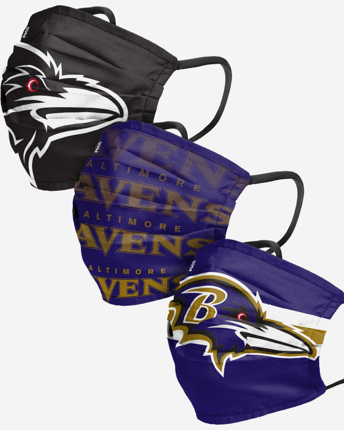 Baltimore Ravens Matchday 3 Pack Face Cover FOCO Adult - FOCO.com
