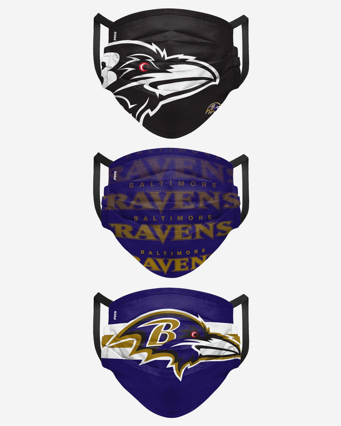 Baltimore Ravens Matchday 3 Pack Face Cover FOCO - FOCO.com