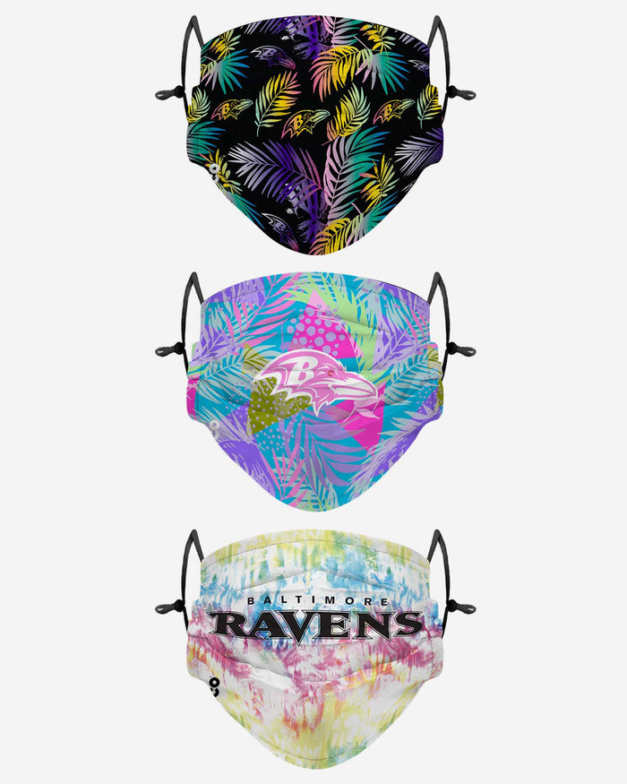 Baltimore Ravens Neon Floral 3 Pack Face Cover FOCO - FOCO.com