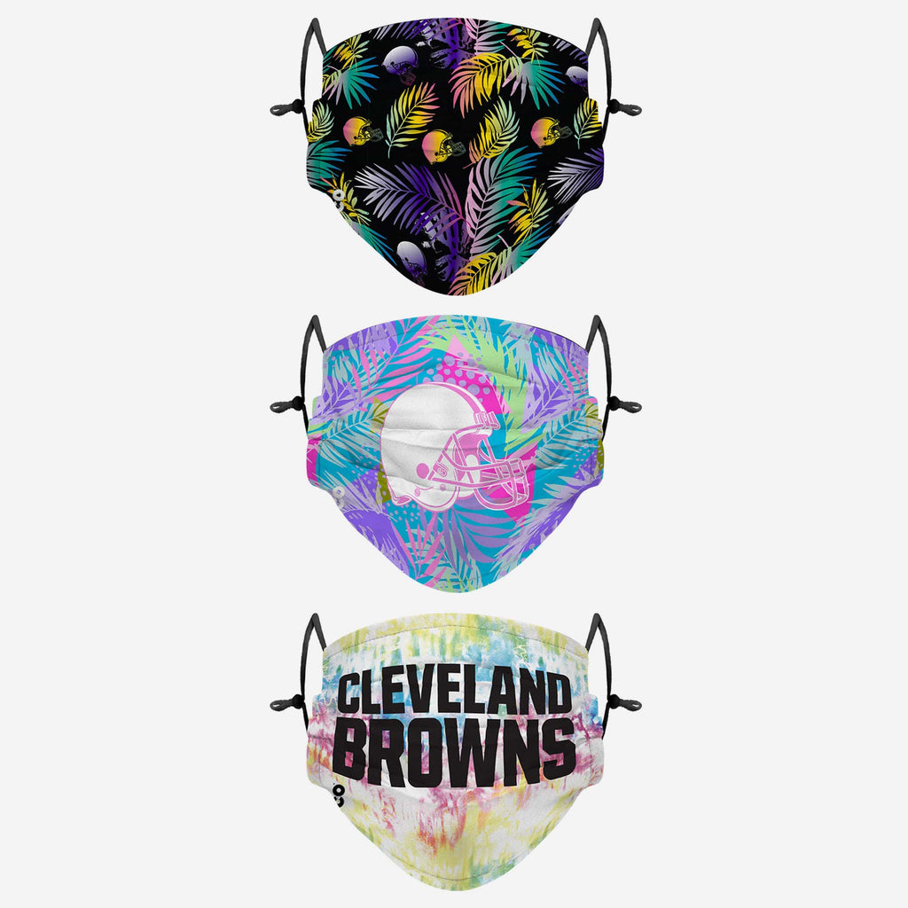 Cleveland Browns Neon Floral 3 Pack Face Cover FOCO - FOCO.com